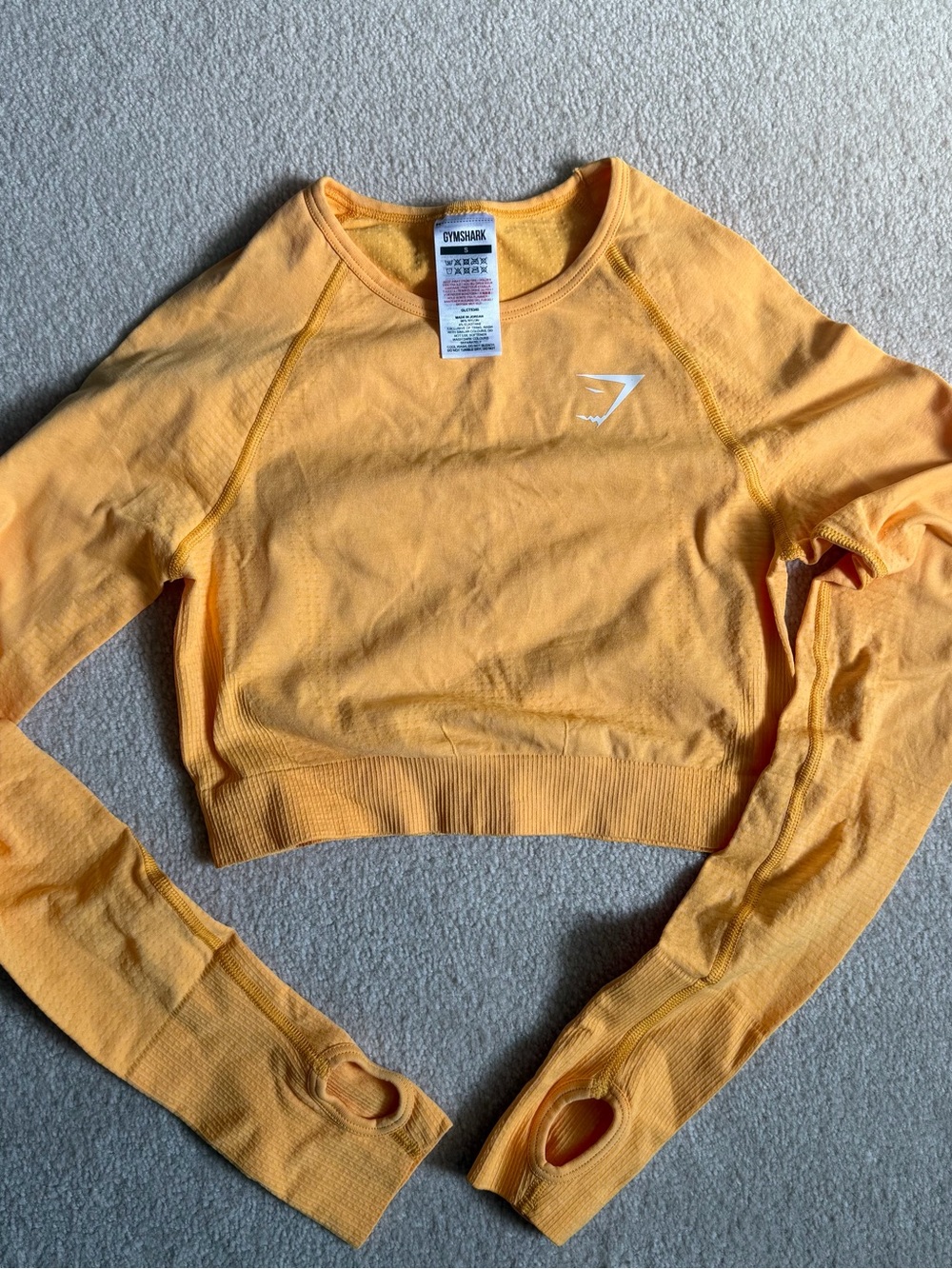 Gymshark Yellow Cropped Long-Sleeve Workout Top